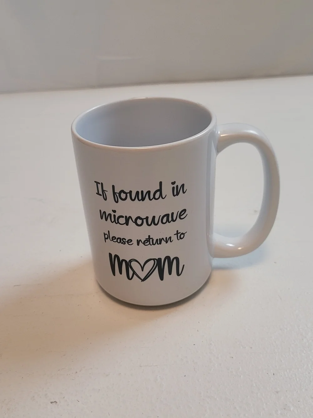 White Mom Heart Ceramic Mug - If Found in Microwave